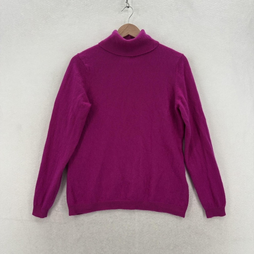 Charter Club Sweater Womens Large Purple Luxury 100% Cashmere Turtleneck Knit